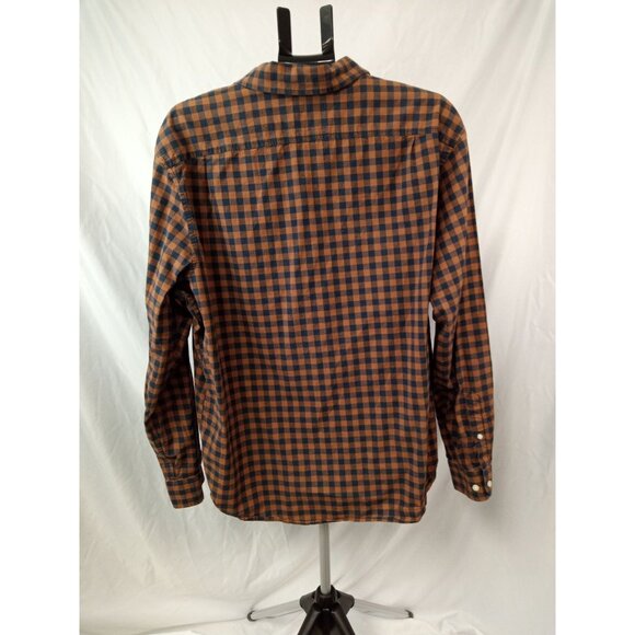 Goodfellow and Co. Men's Brown Navy Plaid Button Down Shirt Size XXL - Picture 4 of 6